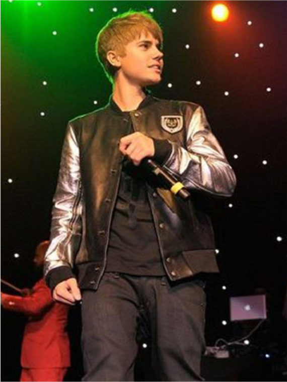 Justine Bieber Silver Leather Jacket