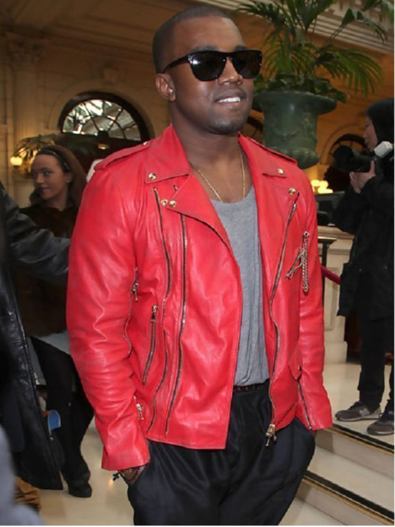 Kanye West Red Leather Jacket