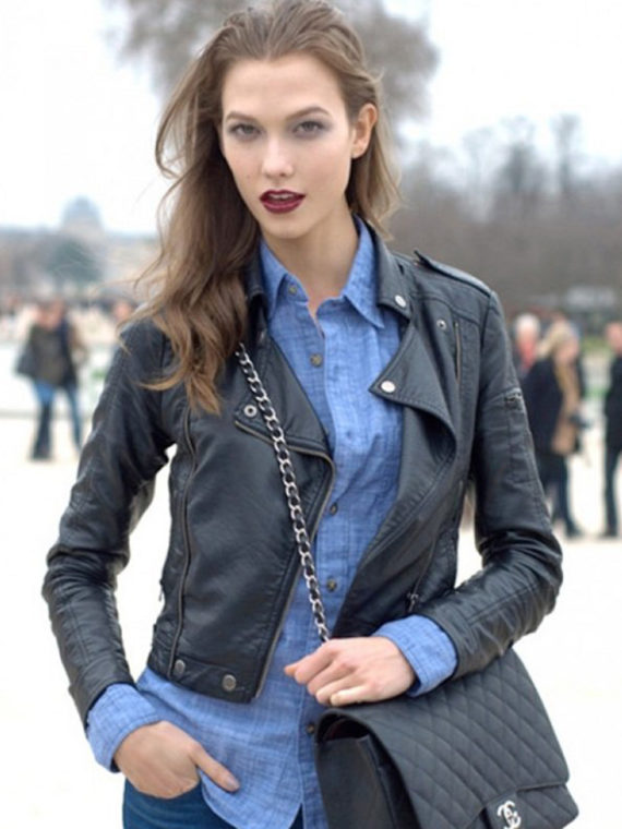 Karlie Kloss Black Leather Jacket