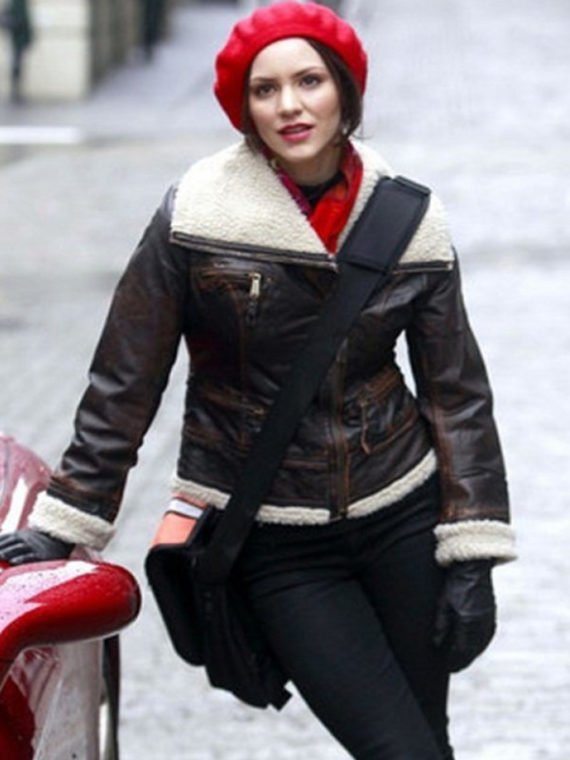 Katharine McPhee Shearling Bomber Jacket