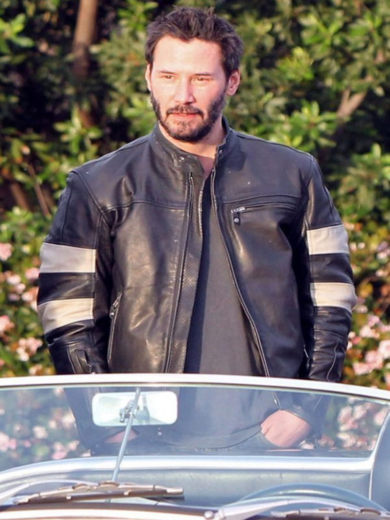 Keanu Reeves Motorcycle Black Leather Jacket