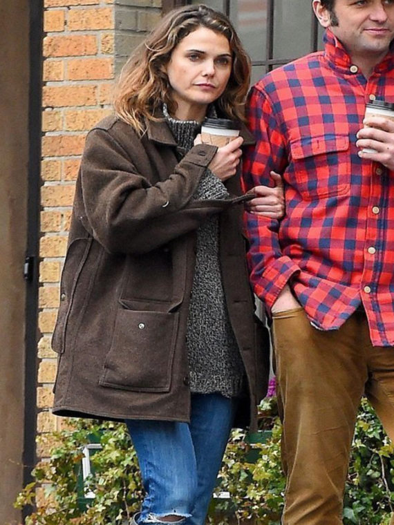 Keri Russell Autumn Brown Wool Coat