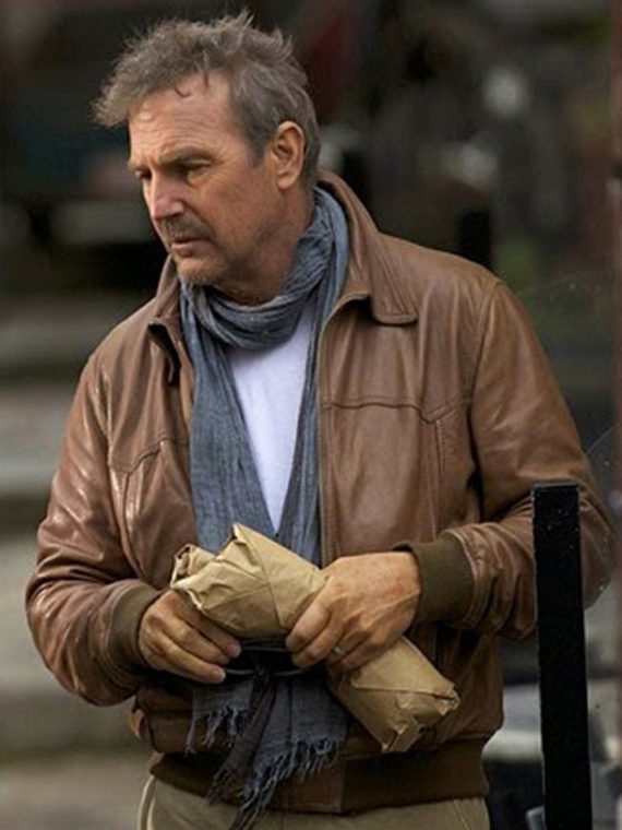 Kevin Costner 3 Days to Kill Brown Leather Jacket