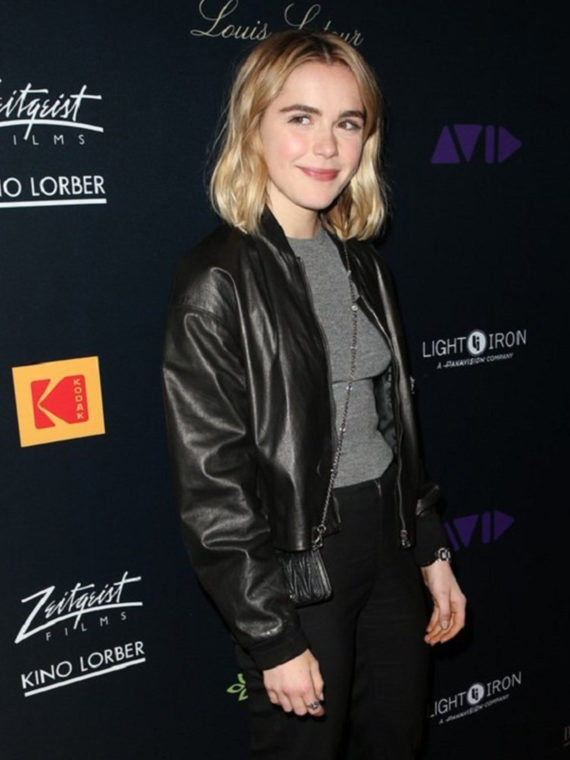 Kiernan Shipka Bomber Leather Jacket