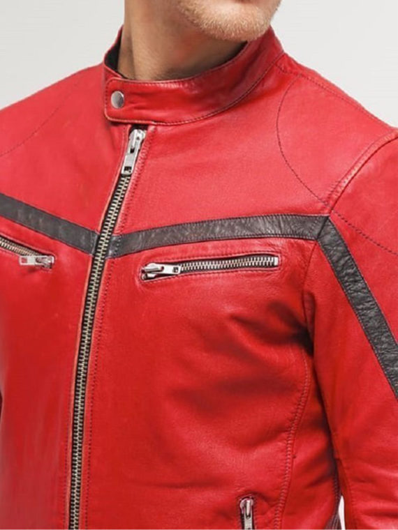 Red Leather Motorcycle Jacket