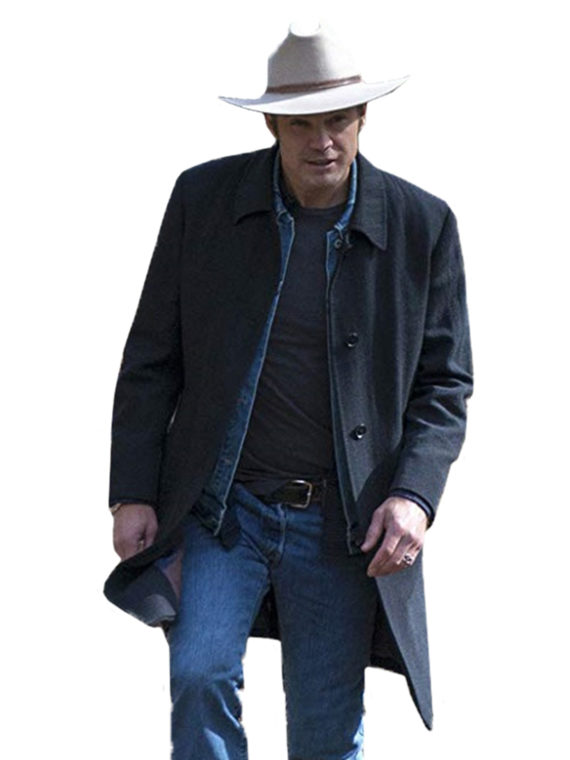 Famous TV Series Timothy Olyphant Justified Wool Coat - Image 3