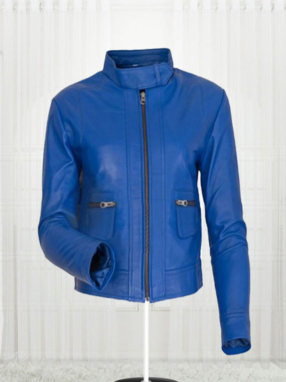 Agusta Women’s Fashion Leather Blue Jacket