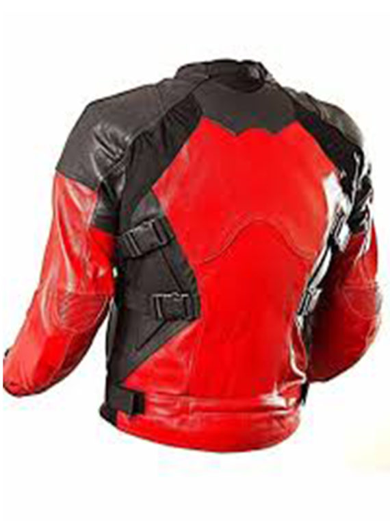 Deadpool Ryan Reynolds Red Costume Biker Jacket - Image 2