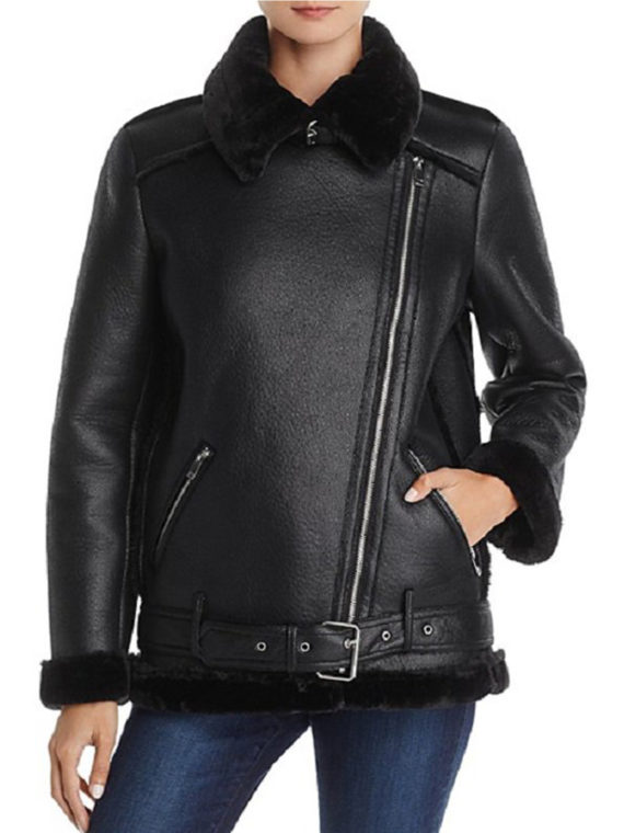 Lesley-Ann Brandt Shearling Leather Jacket