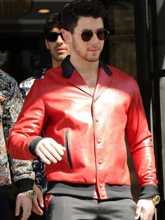 London Visit Nick Jonas Red Real Jacket