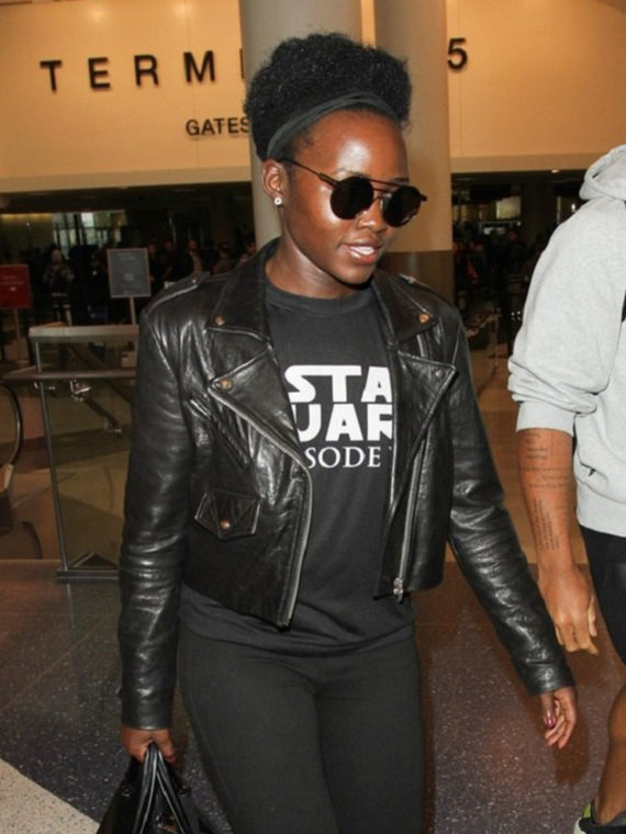 Lupita Nyong’o Star Wars Black Leather Jacket