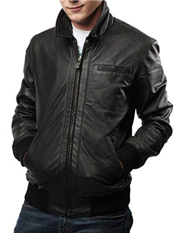 MEN’S SLIM FIT BIKER BLACK CASUAL LEATHER JACKET