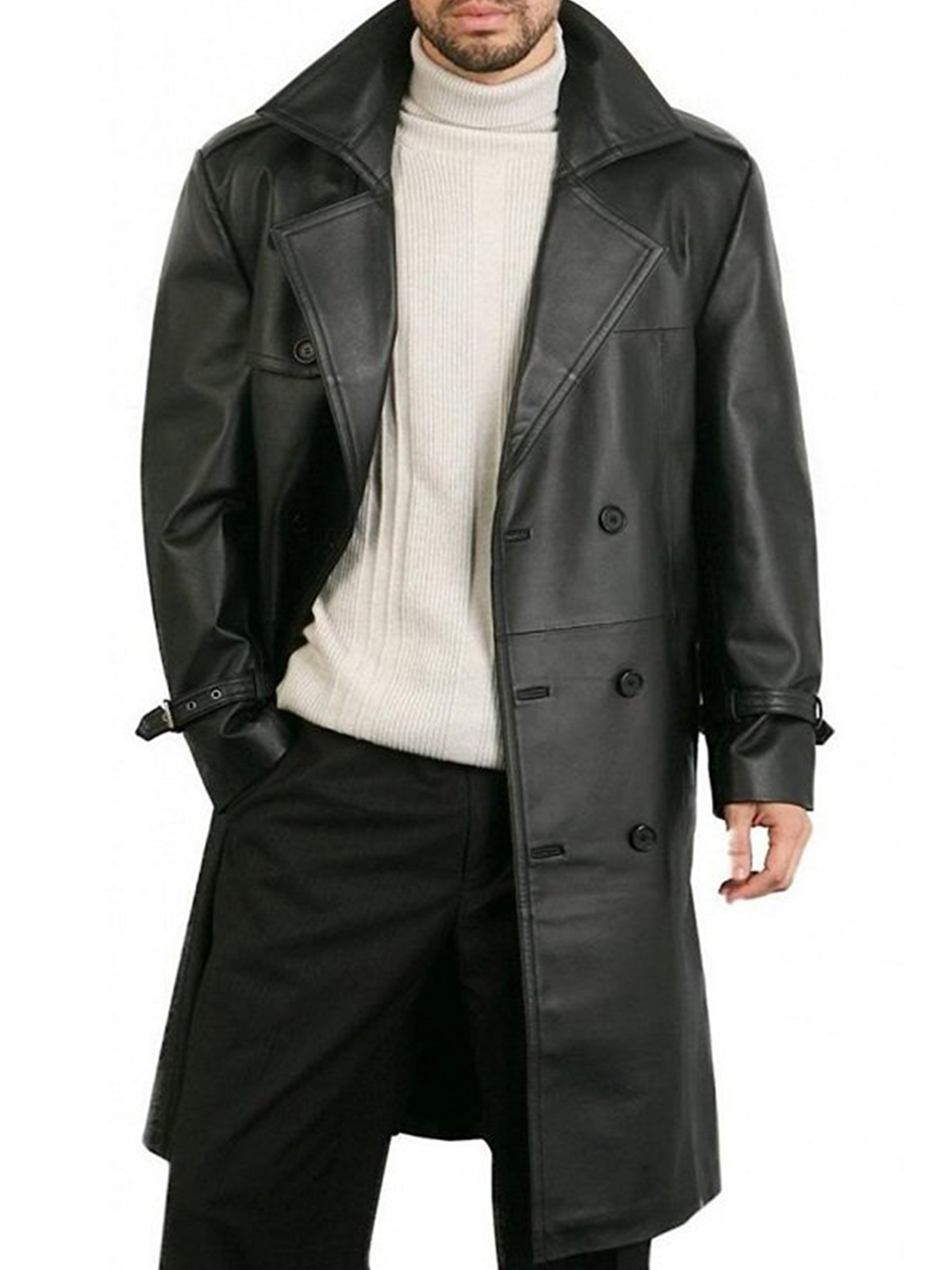 Men Double Breasted Black coat