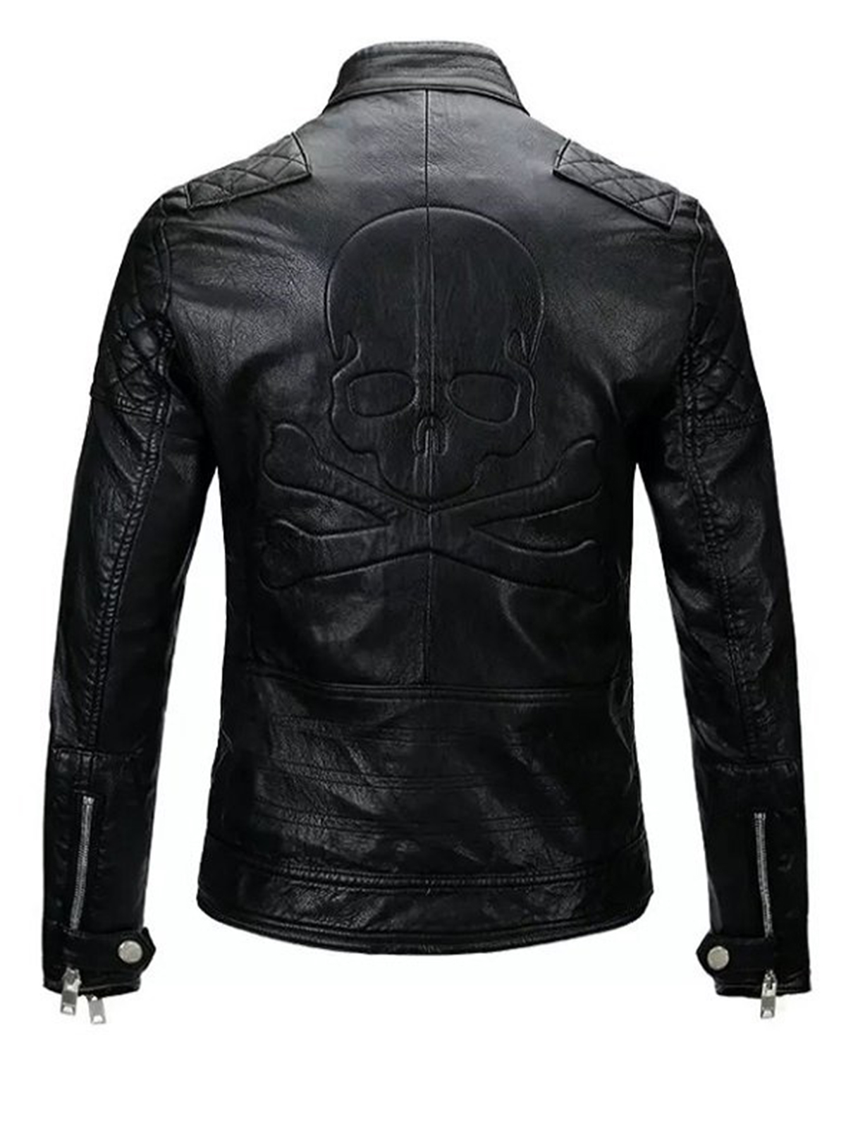 Men Skull Motorcycle Leather Jacket