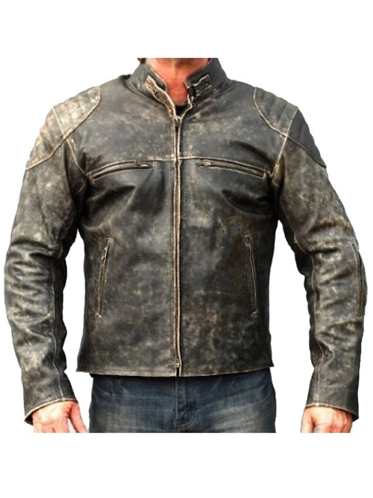 Mens Biker Distressed Hooligan Jacket