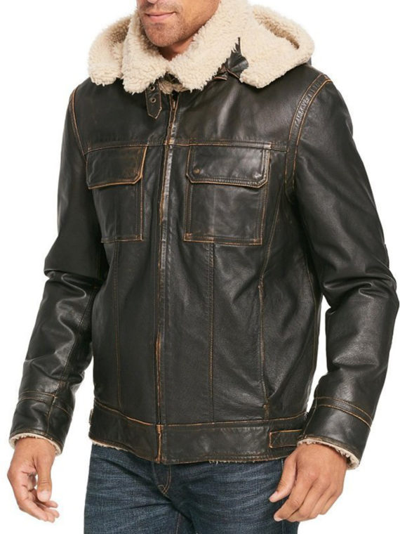 Mens Bomber Flying Aviator Leather Jacket