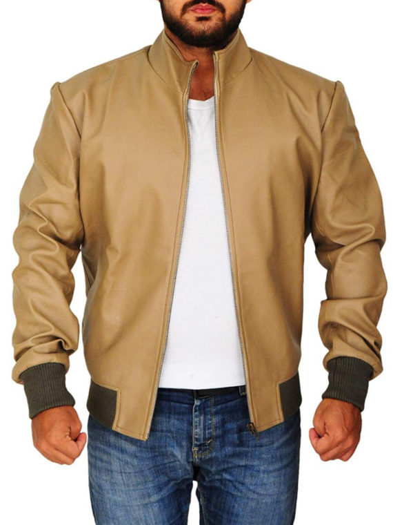 Men’s Classic Antique Beige Leather Jacket - Image 4