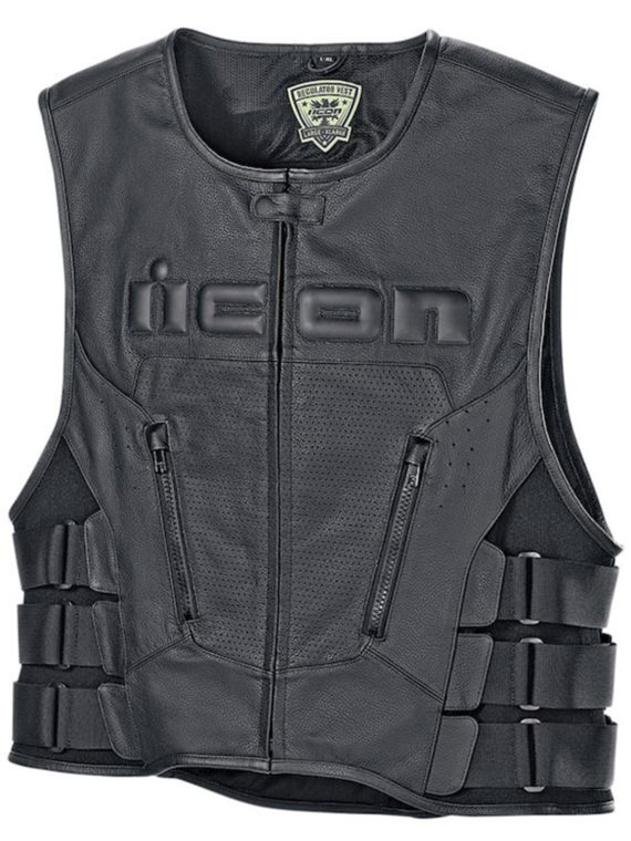 Men’s Skull Regulator Icon Biker Black Leather Vest