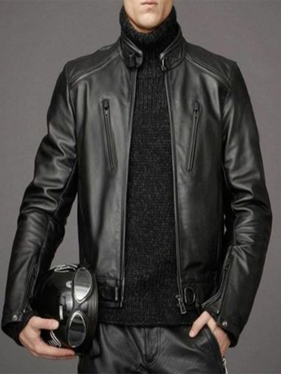 Men’s Slim Fit Biker Black Leather Jacket