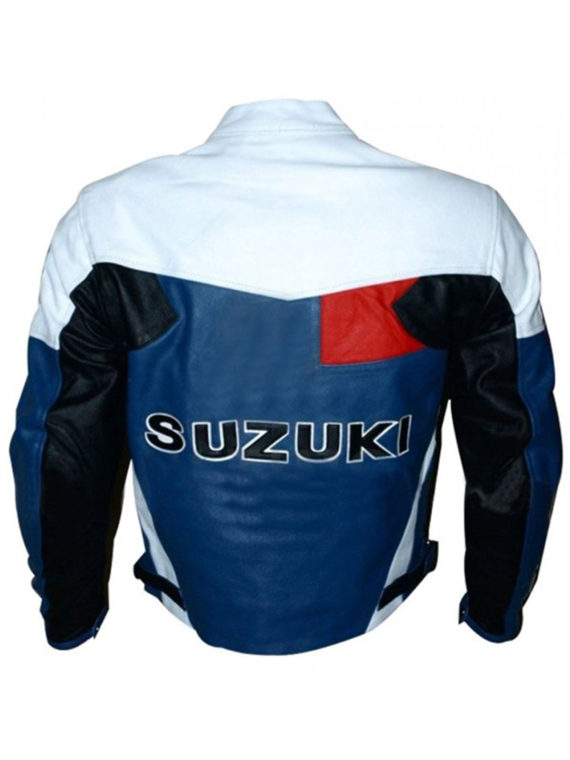 Men’s Suzuki Blue White Motorcycle Jacket