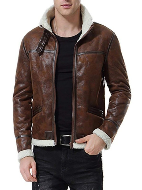 Men’s Vintage Distressed Brown Leather Jacket