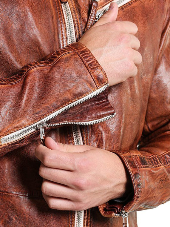 Men’s Vintage Style Biker Brown Jacket