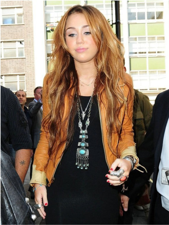 Miley Cyrus BBC Beauty Brown Leather Jacket