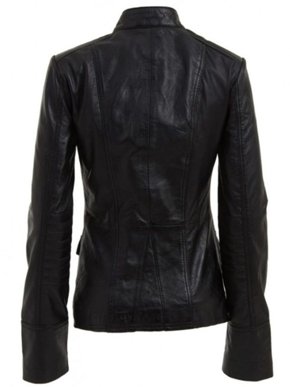 Military Style Womens Black Leather Jacket