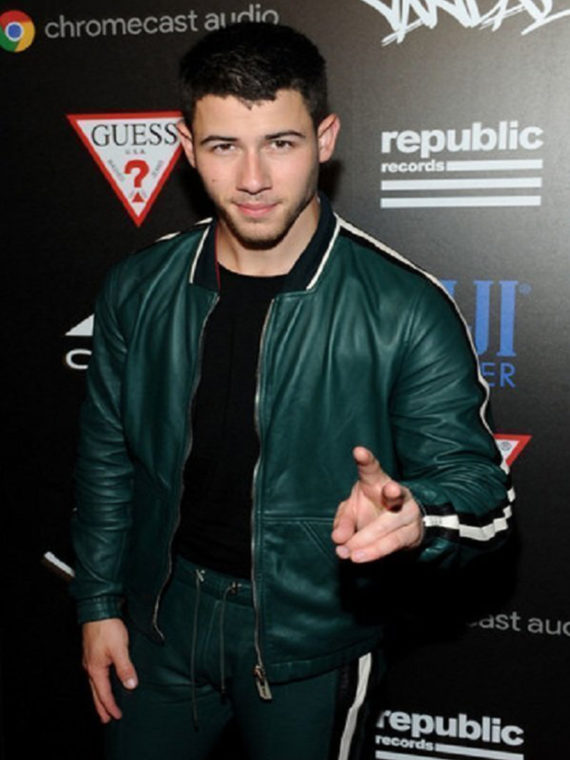 Mtv Nick Jonas Green Leather Jacket