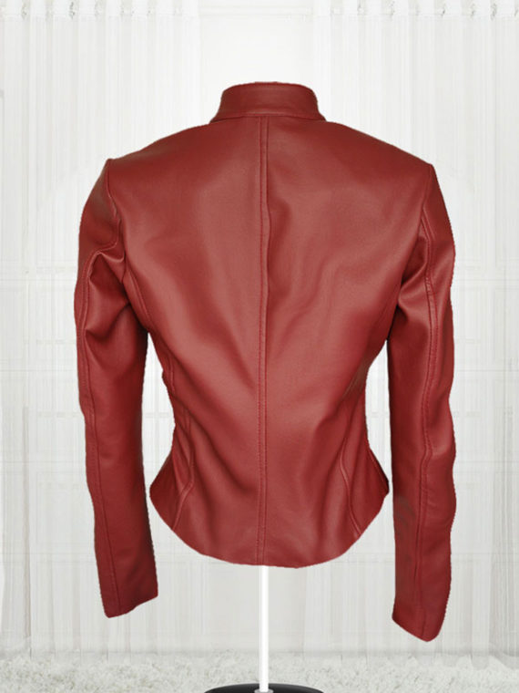 Stylish Maroon Color Women Leather Jacket