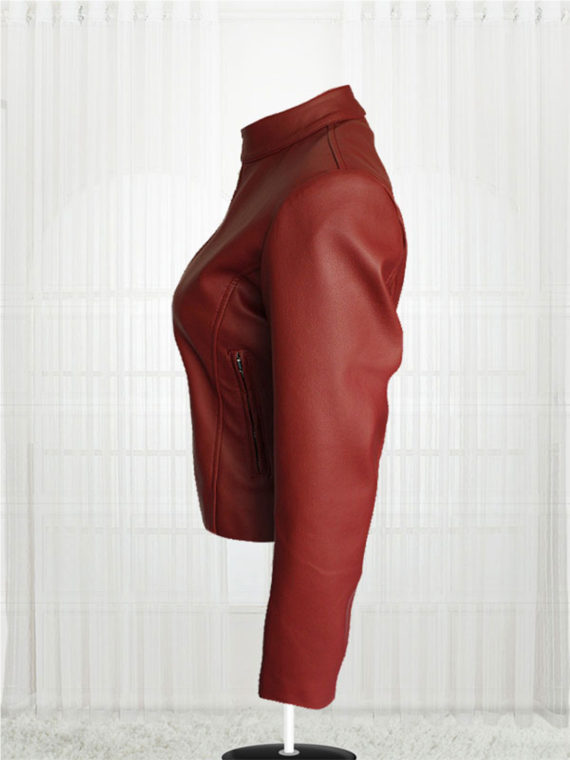 Stylish Women Maroon Color Leather Jackets