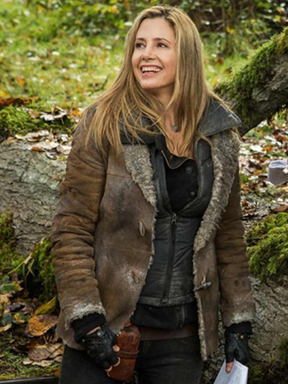 Mira Sorvino Falling Skies Suede Brown Jacket