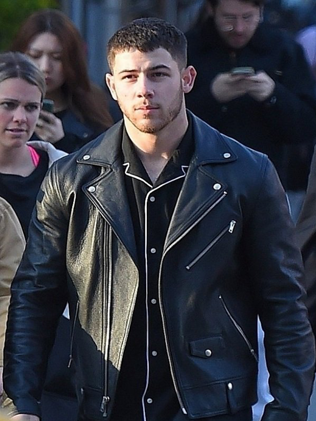 Nick Jonas Black Leather Jacket