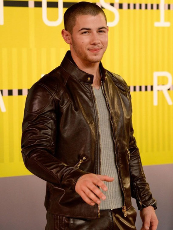 Nick Jonas Brown Leather Jacket