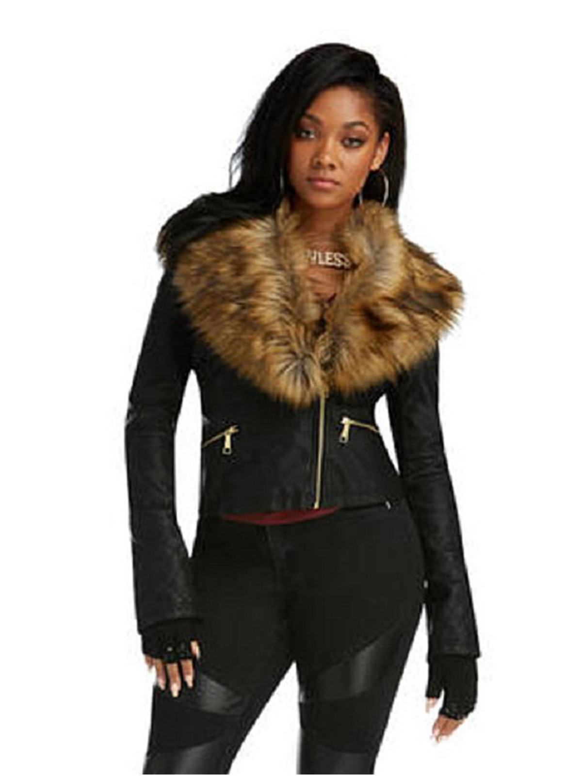 Nicki Minaj Raccoon Fur Leather Jacket