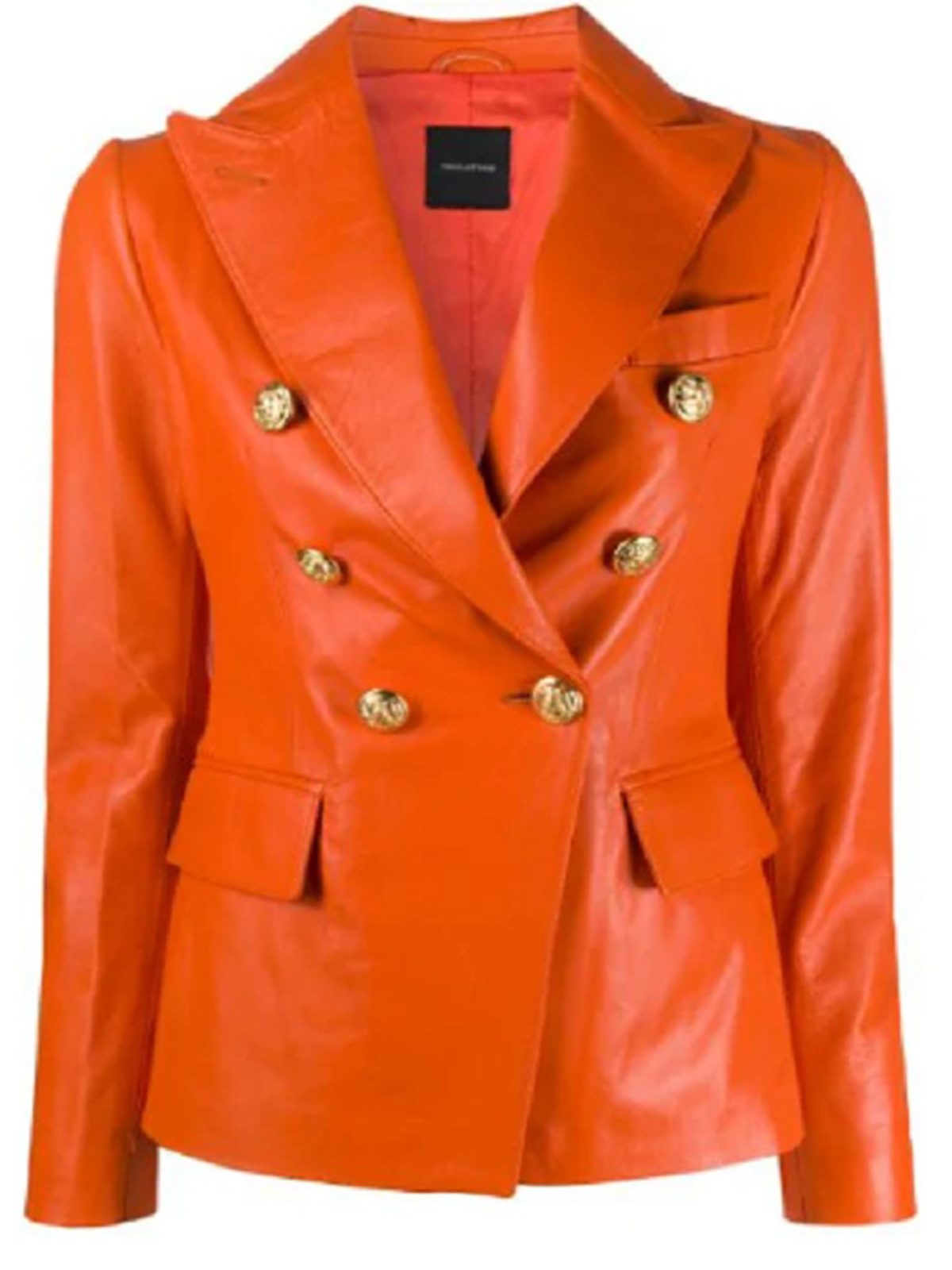 Orange Lambskin Breasted Blazer