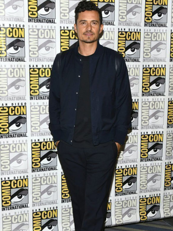 Orlando Bloom Navy Blue Jacket at Comic-Con for Carnival Row - Image 3