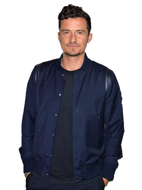 Orlando Bloom Navy Blue Jacket at Comic-Con for Carnival Row