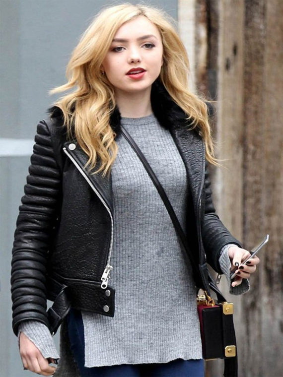 Peyton List Padded Leather Jacket