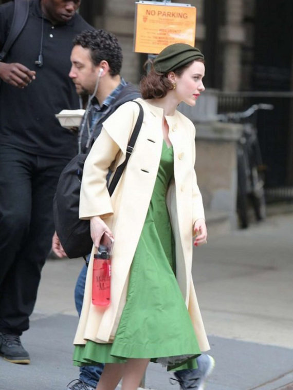 Rachel Brosnahan on the set of The Marvelous