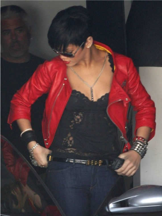 Rihanna Cropped Red Jacket