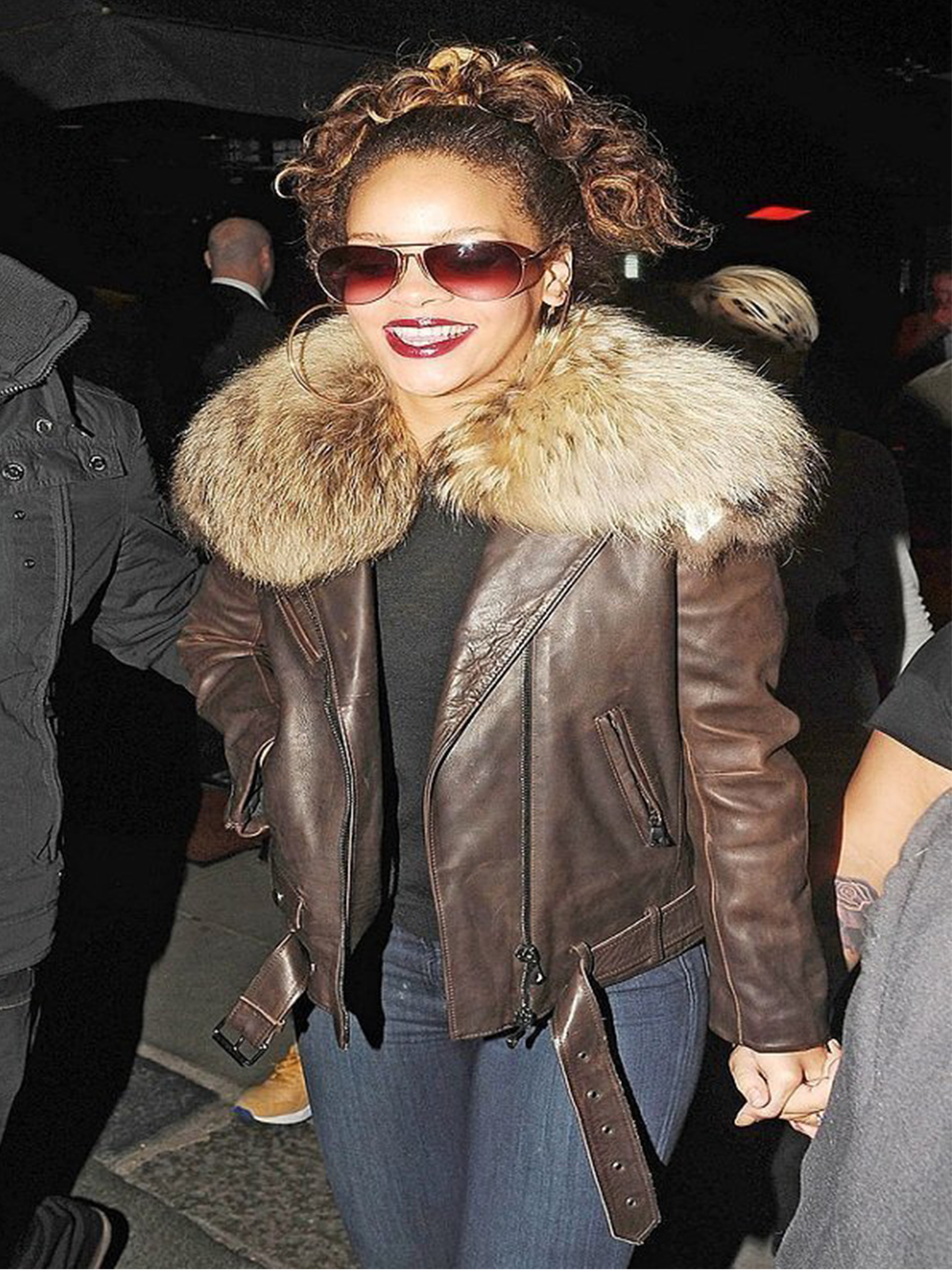 Rihanna Raccoon Fur Jacket