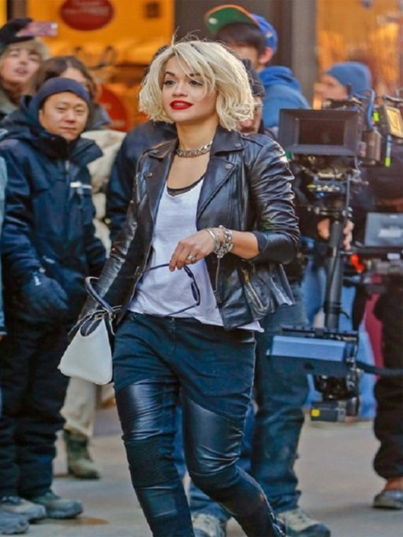 Rita Ora Black Leather Jacket