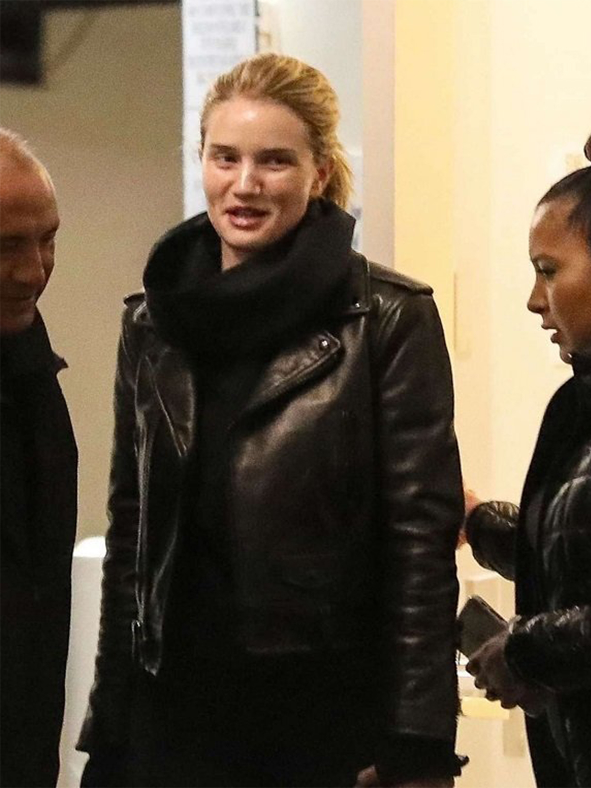 Rosie Huntington Stylish Leather Jacket