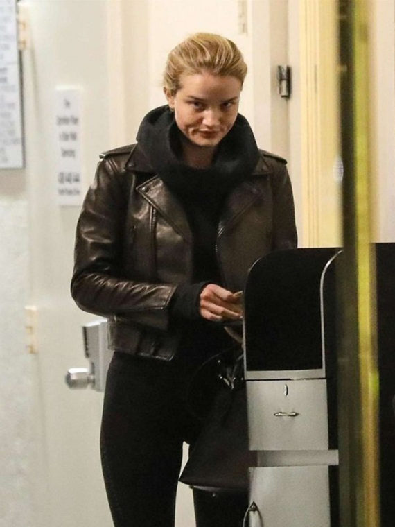 Rosie Huntington Women’s Stylish Leather Jacket