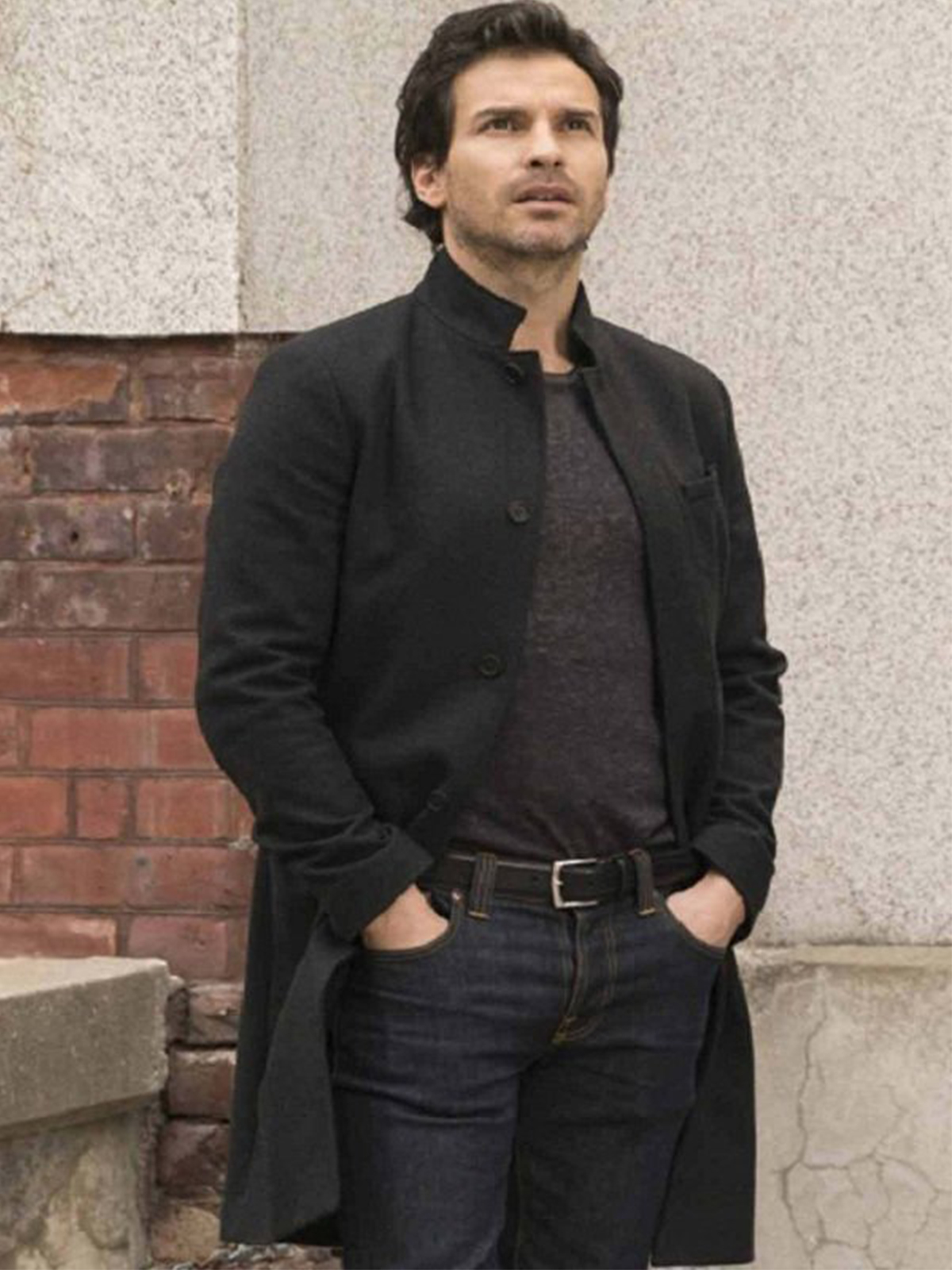 Santiago Cabrera Salvation Wool Black Coat