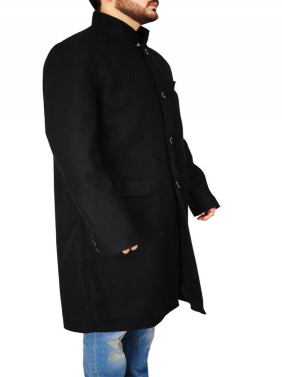 Santiago Cabrera Wool Black Coat