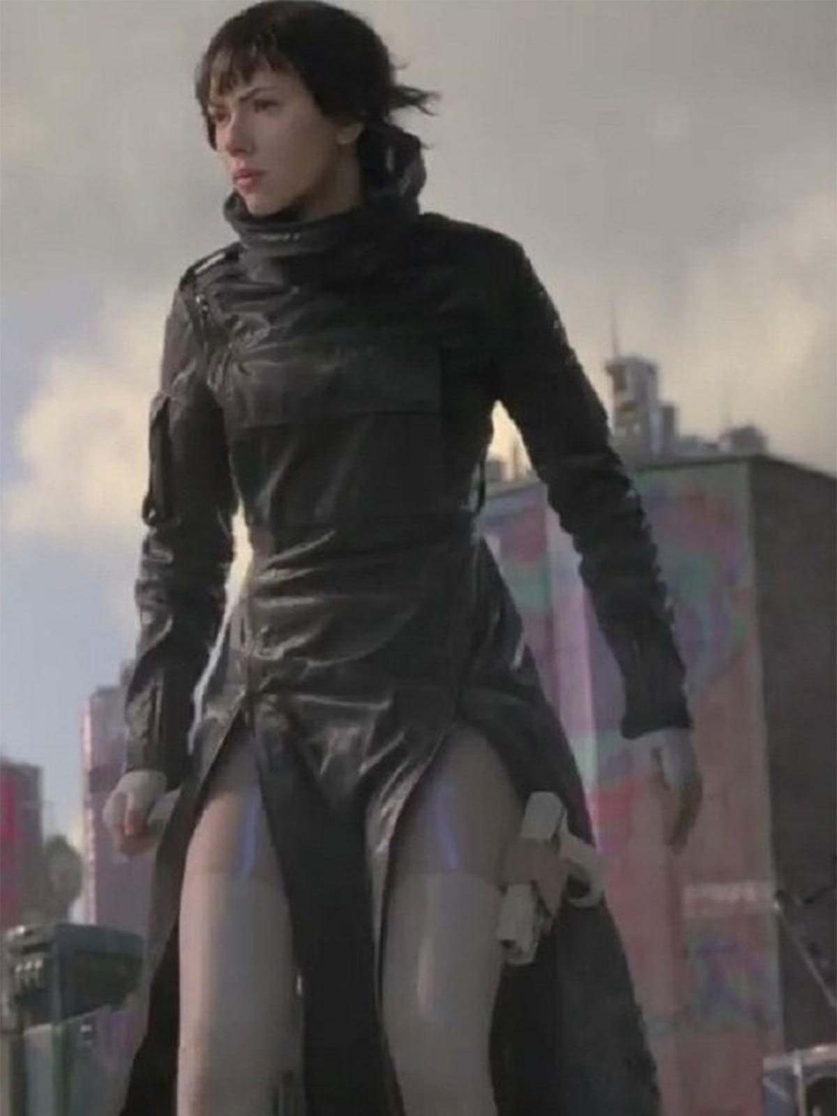 Scarlett Johansson Ghost in the Shell Leather Coat