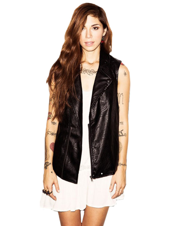 Singer Christina Perri Leather Vest