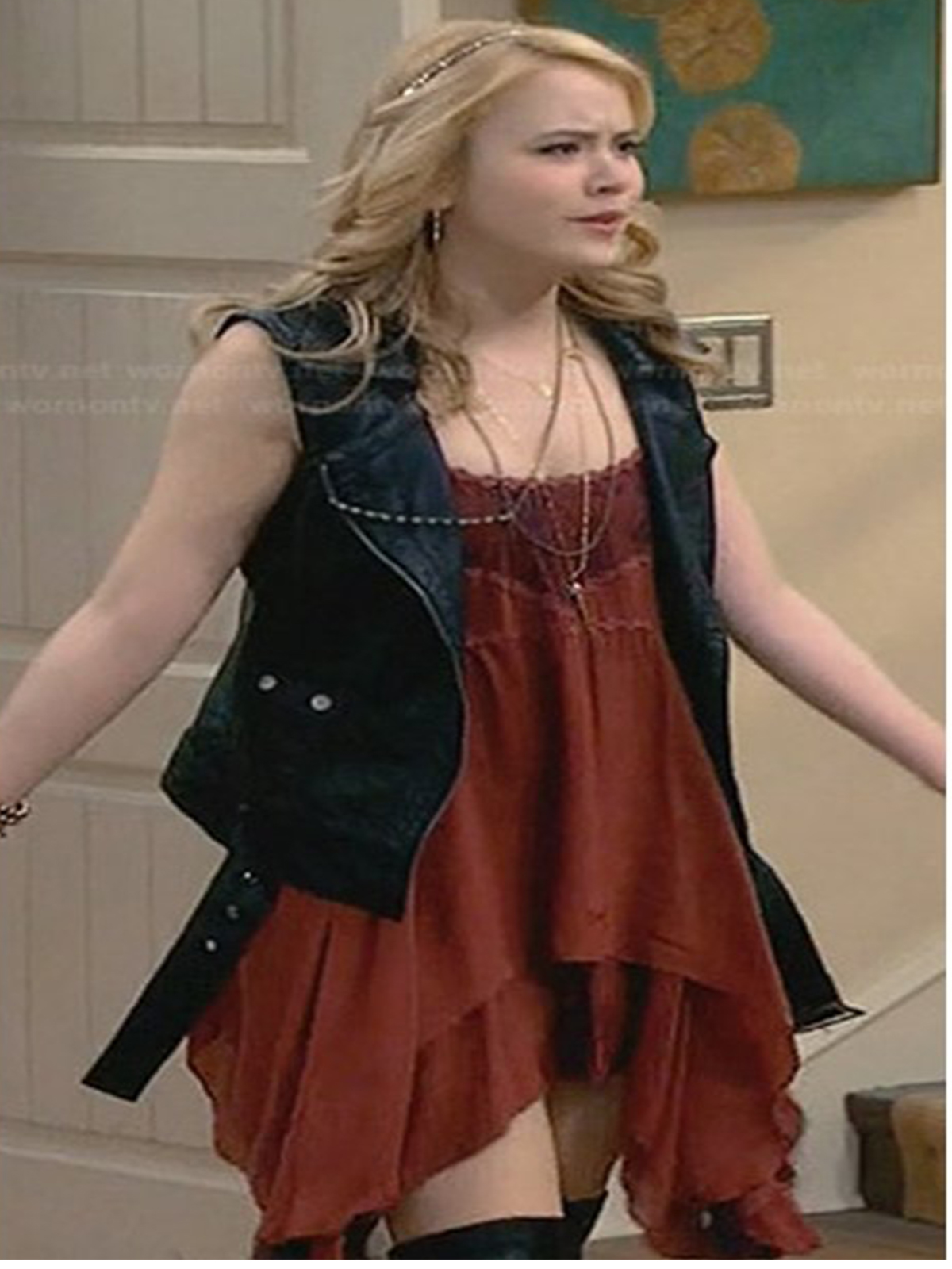 Taylor Spreitler Melissa & Joey Leather Vest